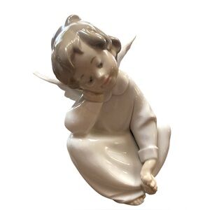 Lladró Angel Soñador Porcelain Figurine White 1977 4.961 Dreaming Angel w/ Box